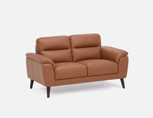 GAMARRA - Causeuse moderne contemporaine 100% cuir - Cognac