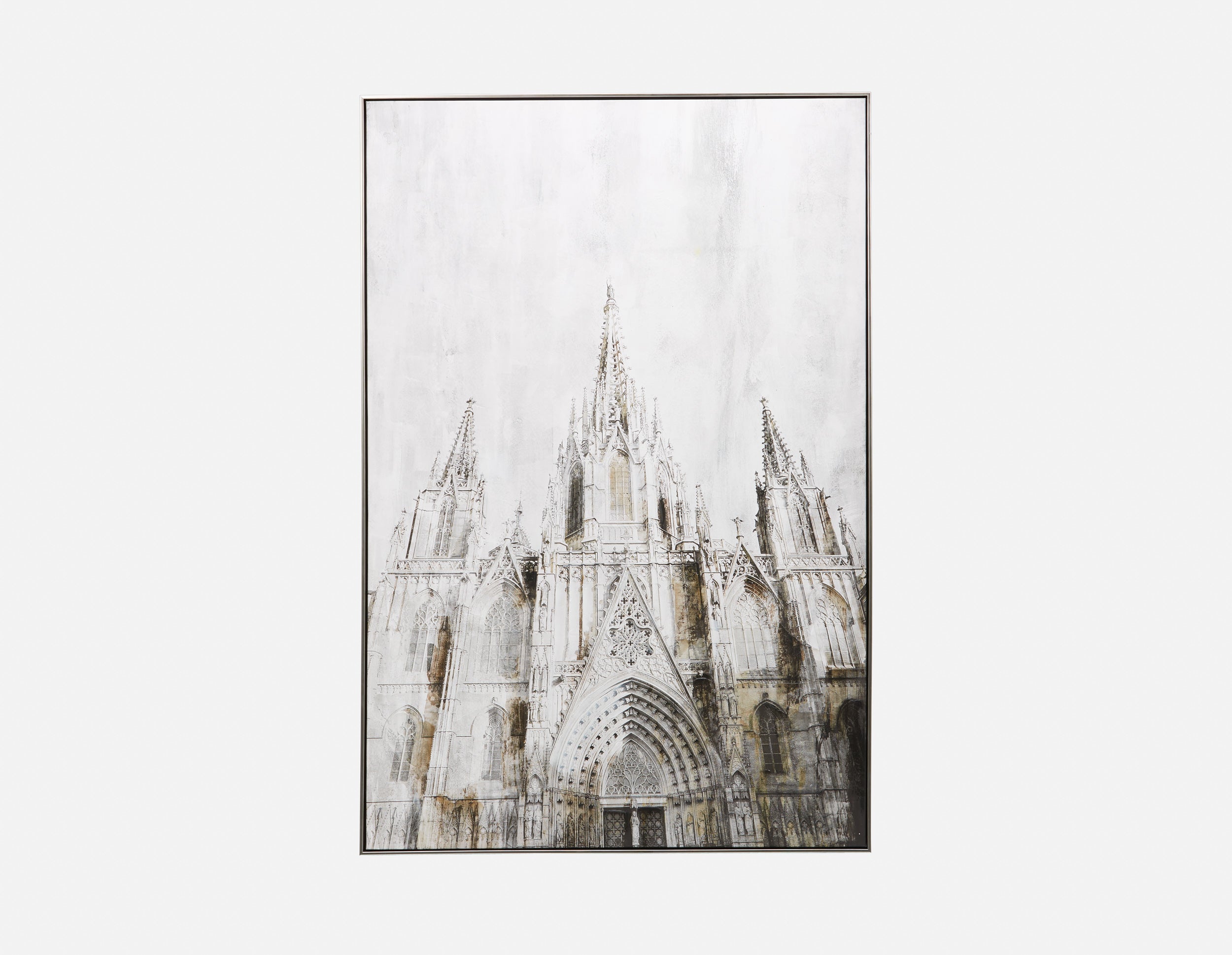 EGLISE - framed hand embellished giclée 100x150cm - Multi