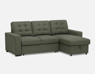 MARNIE - contemporary interchangeable sectional sofa-bed with storage - Moss