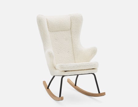 GUYAN - fauteuil berçant en fausse laine de mouton - Blanc