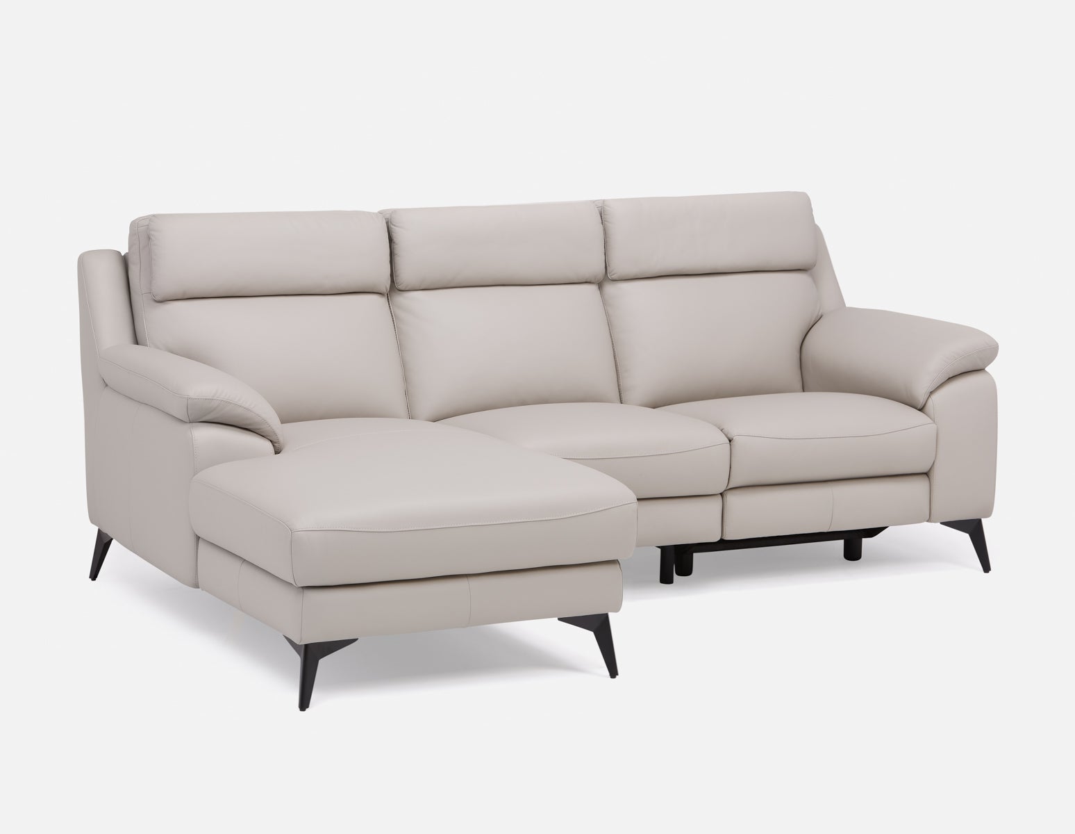 GIRONA - 100% leather power reclining left-facing sectional sofa - Greige