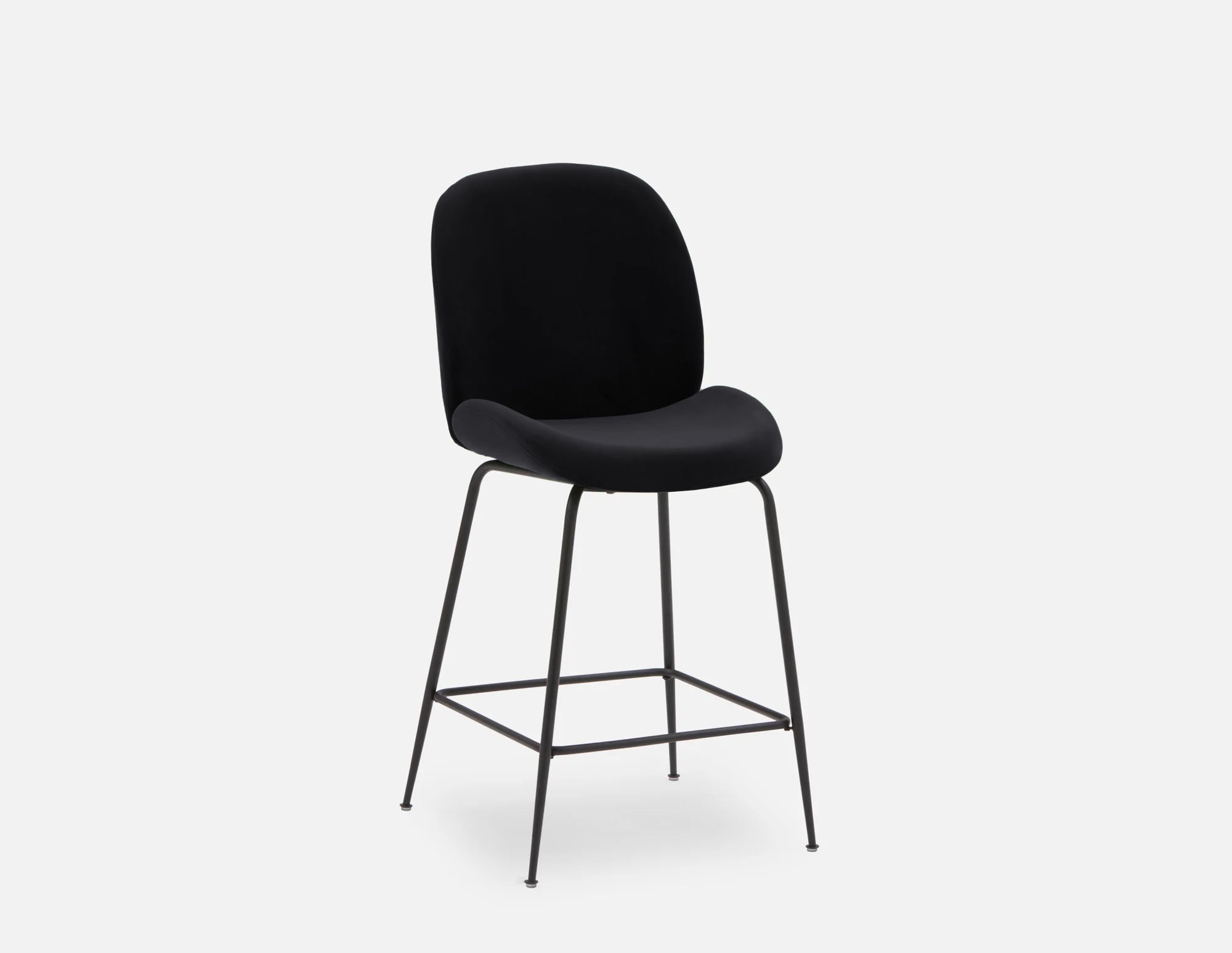 JUDITH - velvet counter stool with backrest 68 cm - Black