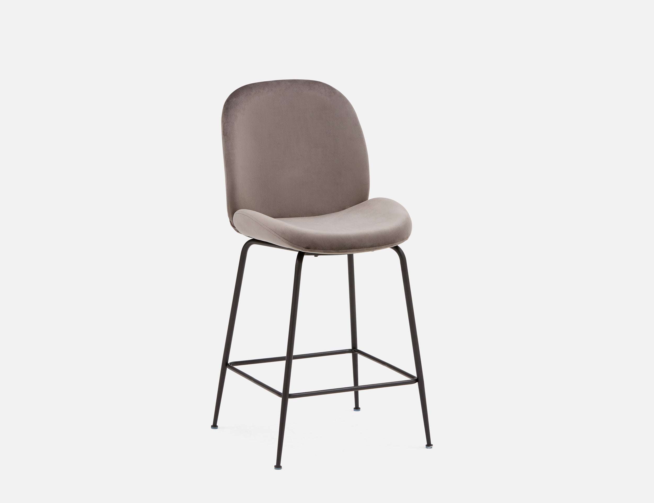 JUDITH - velvet counter stool with backrest 68 cm - Grey