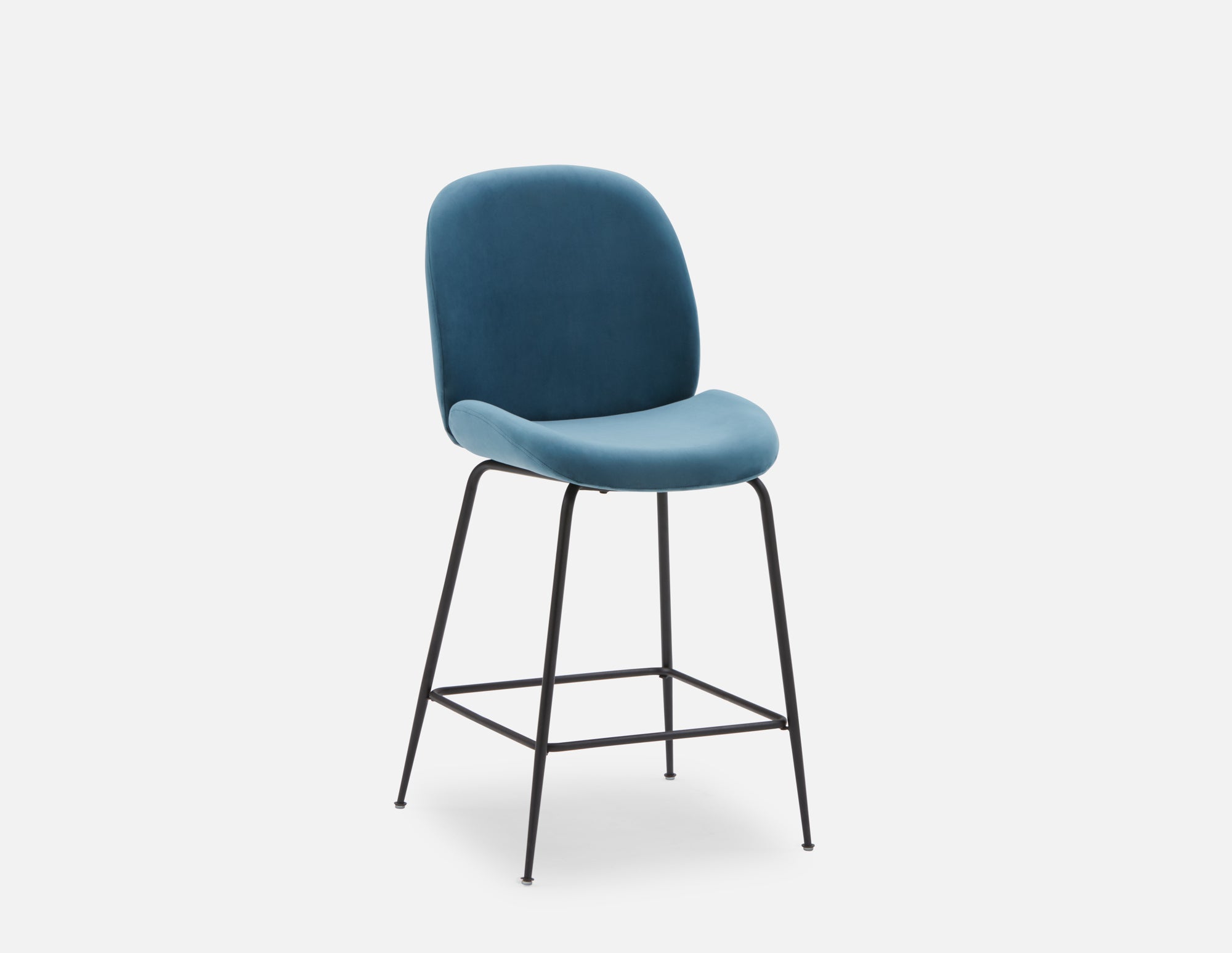 JUDITH - velvet counter stool with backrest 68 cm - Blue
