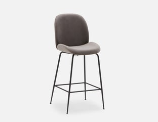 JUDITH - velvet bar stool with backrest 78 cm - Grey