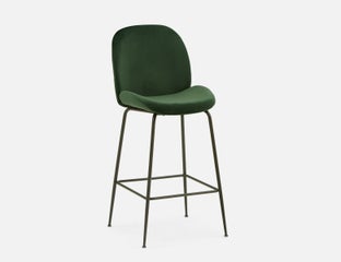 JUDITH - velvet bar stool with backrest 78 cm - Green
