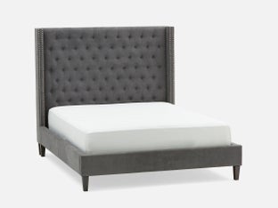 VERSAILLES - tufted upholstered wingback queen size bed - Grey