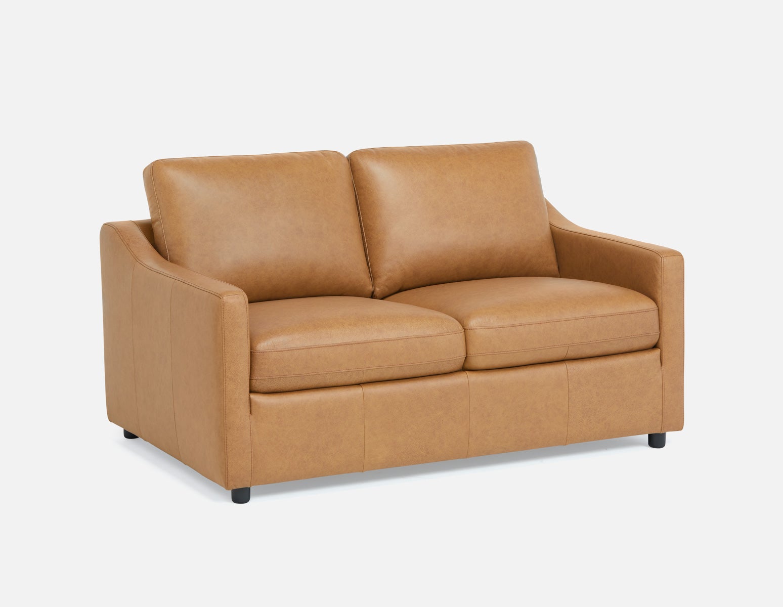 LIMA - modern 100% leather loveseat - Caramel