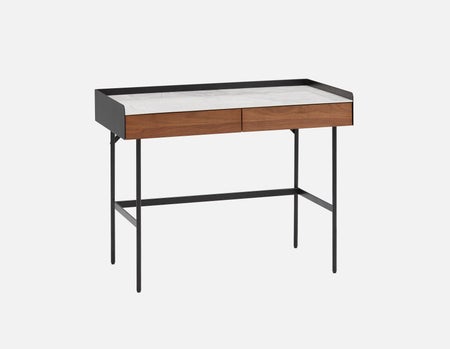 MARTIN - bureau avec dessus en céramique (largeur : 100 cm) - Noir/blanc