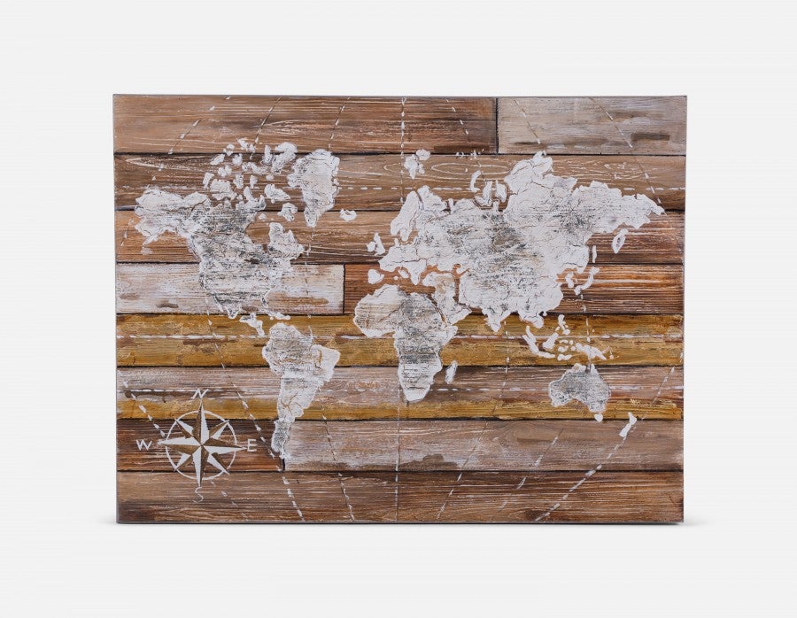 MONDE - tableau peint à la main 120 cm x 90 cm - Multi