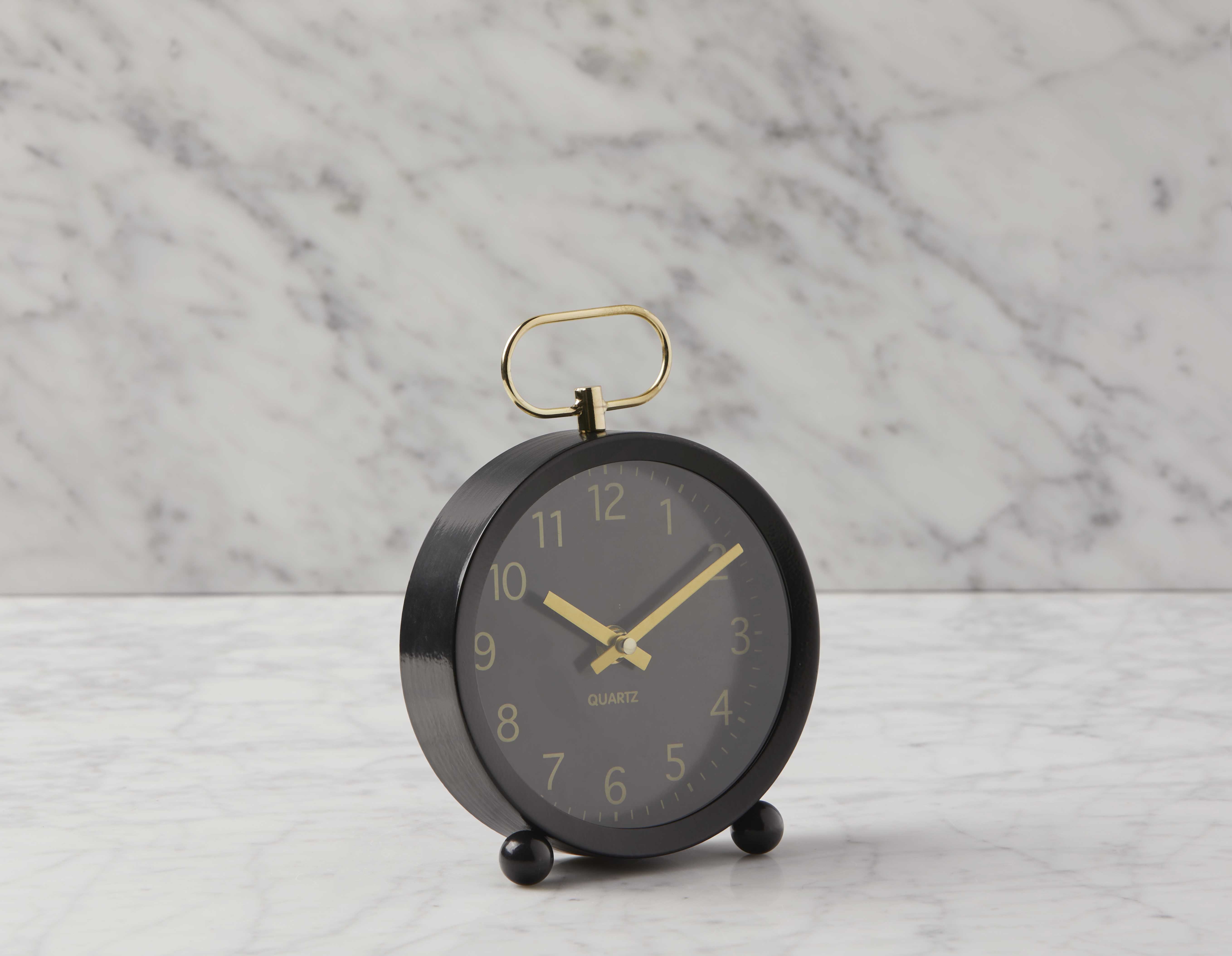TYME - horloge de table 15 cm - Laiton/noir