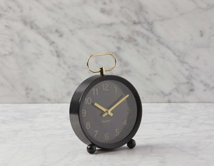 TYME - table clock 15 cm - Brass/Black