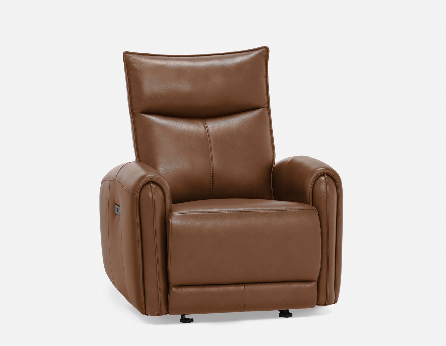 CALVERO - fauteuil inclinable électrique et berçante 100% cuir avec port usb contemporain - Brun