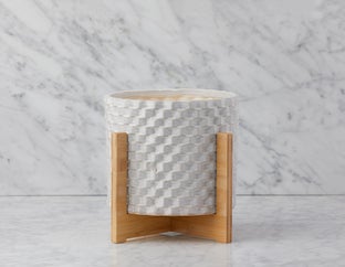 RHETT - cache-pot avec support en bambou 23 cm - Blanc
