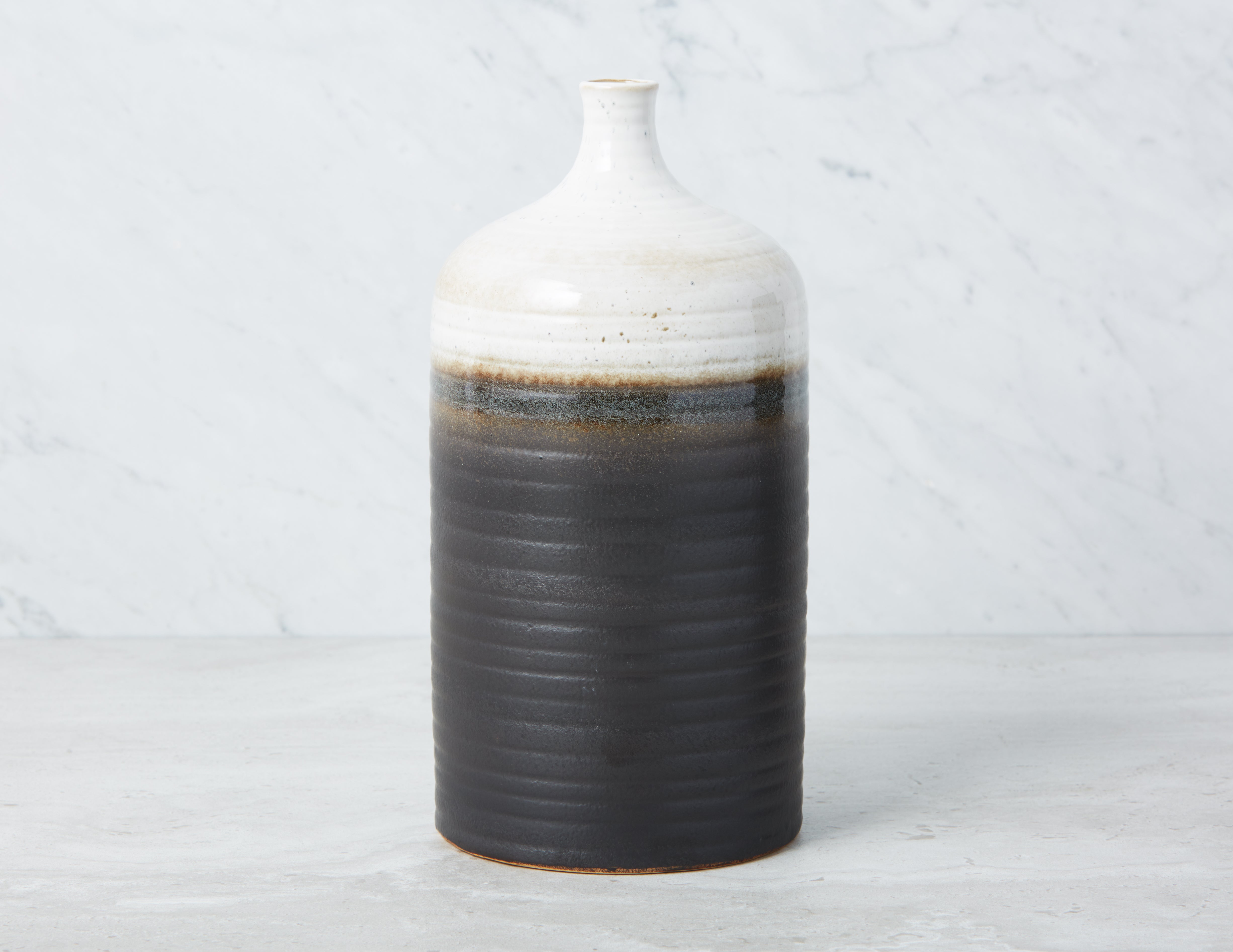 ANDROS - vase étroit 30cm - Noir/blanc