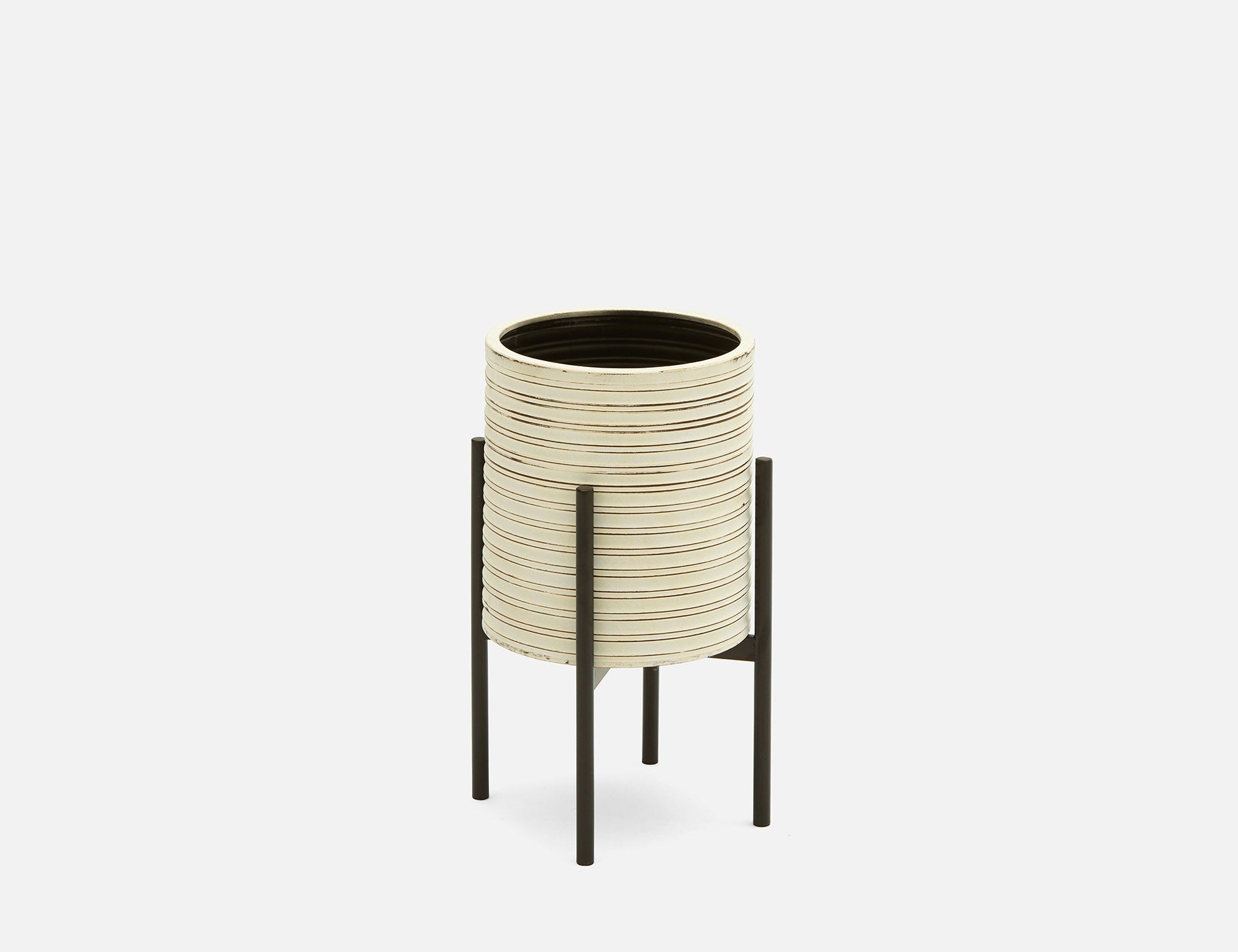 BANYA - planter with stand 46 cm - Black/White