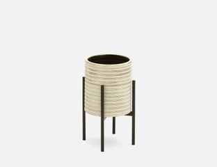BANYA - planter with stand 46 cm - Black/White