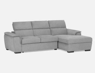 ODETTE - contemporary right-facing sectional sofa-bed with storage - Grey