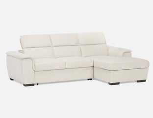 ODETTE - contemporary right-facing sectional sofa-bed with storage - Beige