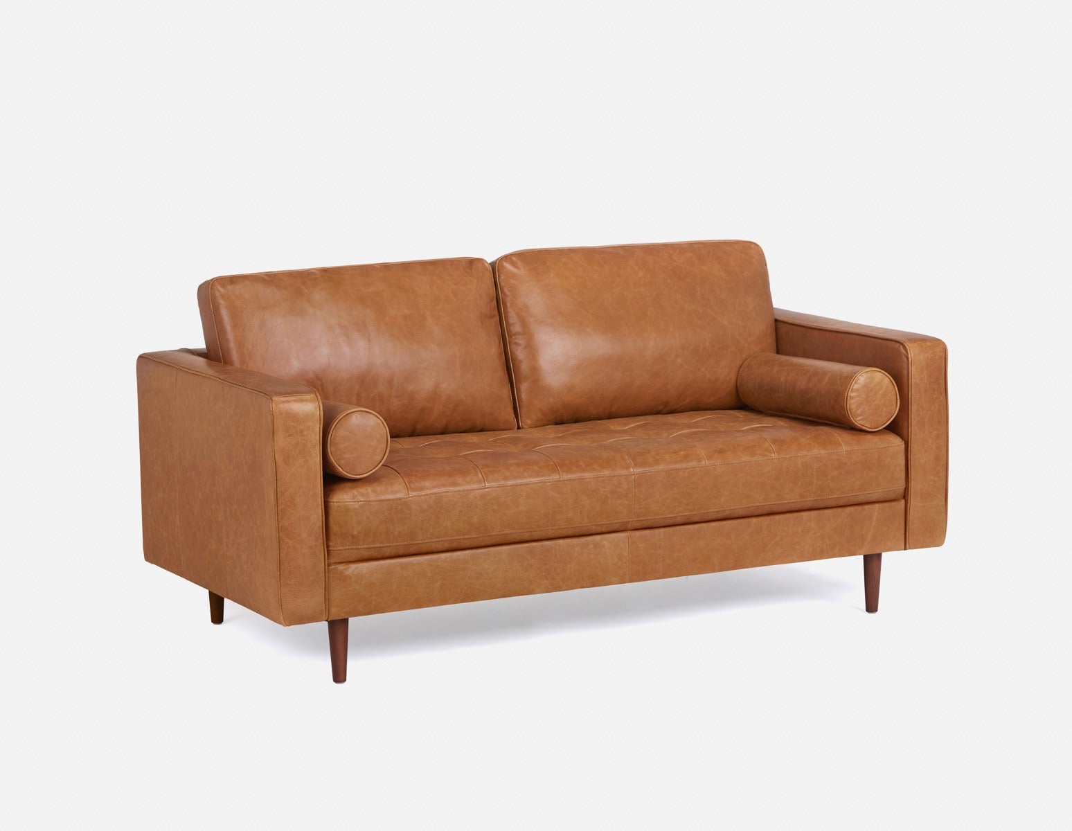 KINSEY - causeuse 100% cuir - Caramel