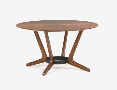 MORELLA - mid-century modern 137 cm round dining table - Brown
