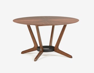 MORELLA - table à manger 137 cm ronde moderne du milieu du siècle - Brun