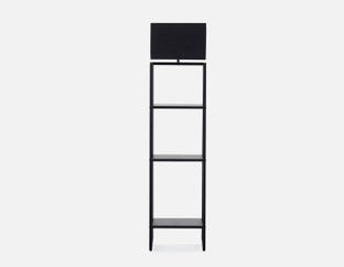 HALDEN - standing lamp with 3 tier shelves - Black