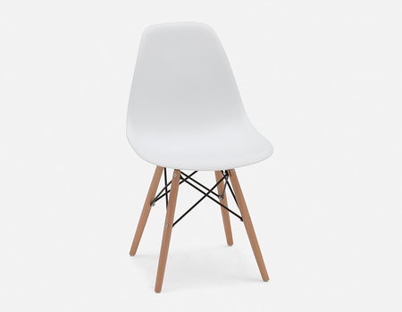 EIFFEL - mid-century modern chair with solid beech wood legs - White
