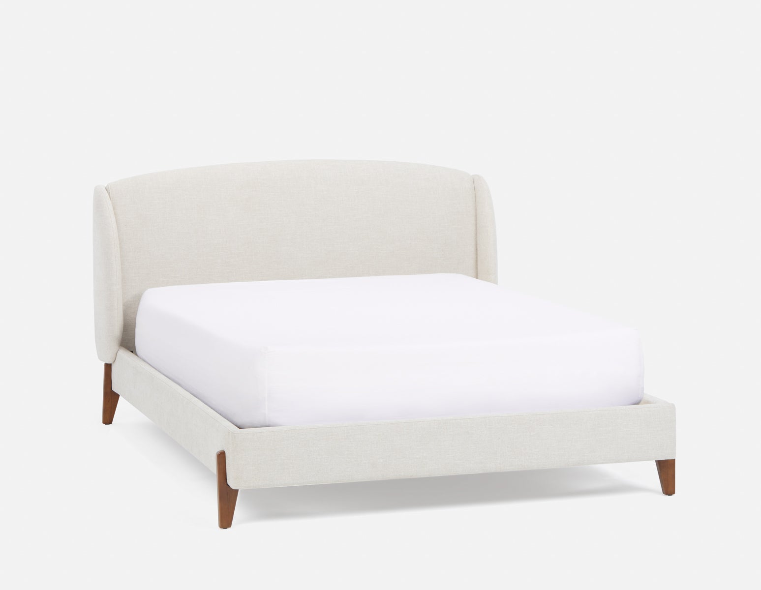 MARCIA - mid-century modern upholstered queen size bed - Greige