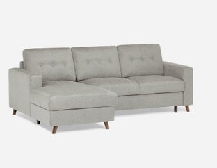 RENEE - mid-century modern left-facing sectional sofa-bed with storage - Grey