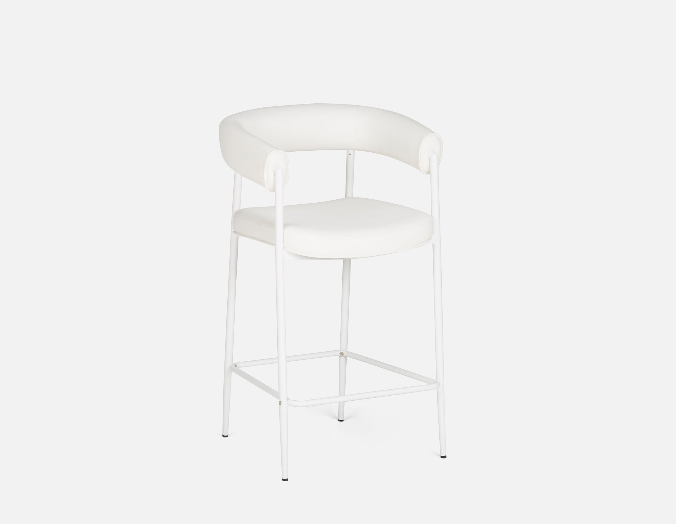 TAURO - leatherette stool, brushed frame, seat height 66cm - White