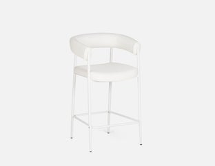 TAURO - leatherette stool, brushed frame, seat height 66cm - White
