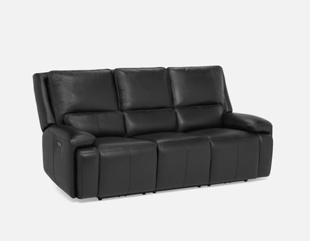 FAOUZI - leather contemporary power recliner sofa - Black
