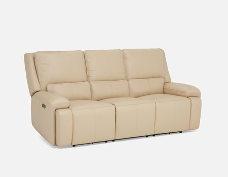 FAOUZI - leather contemporary power recliner sofa - Beige