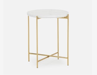 DENVER - table d’appoint ronde en marbre 45cm - Blanc