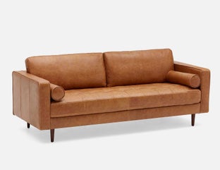 KINSEY - canapé 3 places 100 % cuir moderne du milieu du siècle - Caramel