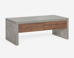 LIAM - industrial chic coffee table 116 cm - Walnut
