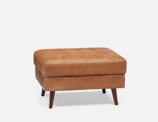 KINSEY - pouf 100 % cuir - Caramel