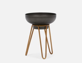 KUSHINA - cache-pot en métal et support 50 cm - Noir/or