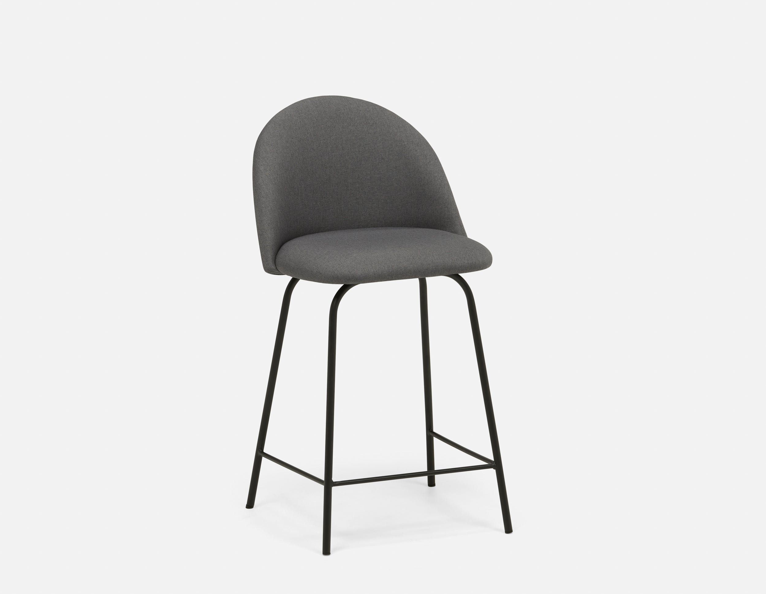 LAVAL - mid-century modern counter stool with backrest 61 cm - Grey