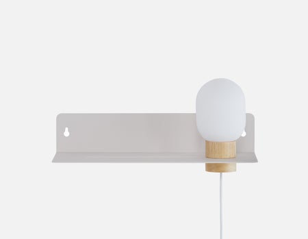 VARDO - étagère flottante de chevet avec lampe - Blanc