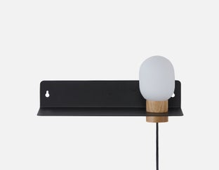 VARDO - bedside floating shelf with lamp - Black