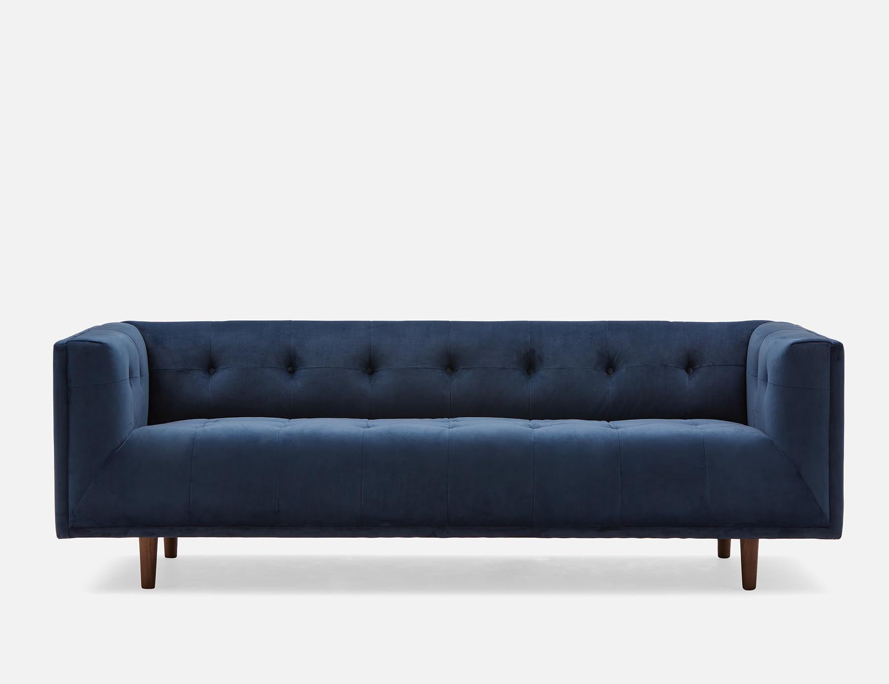 LORETTA mid-century modern velvet 3-seater sofa undefined