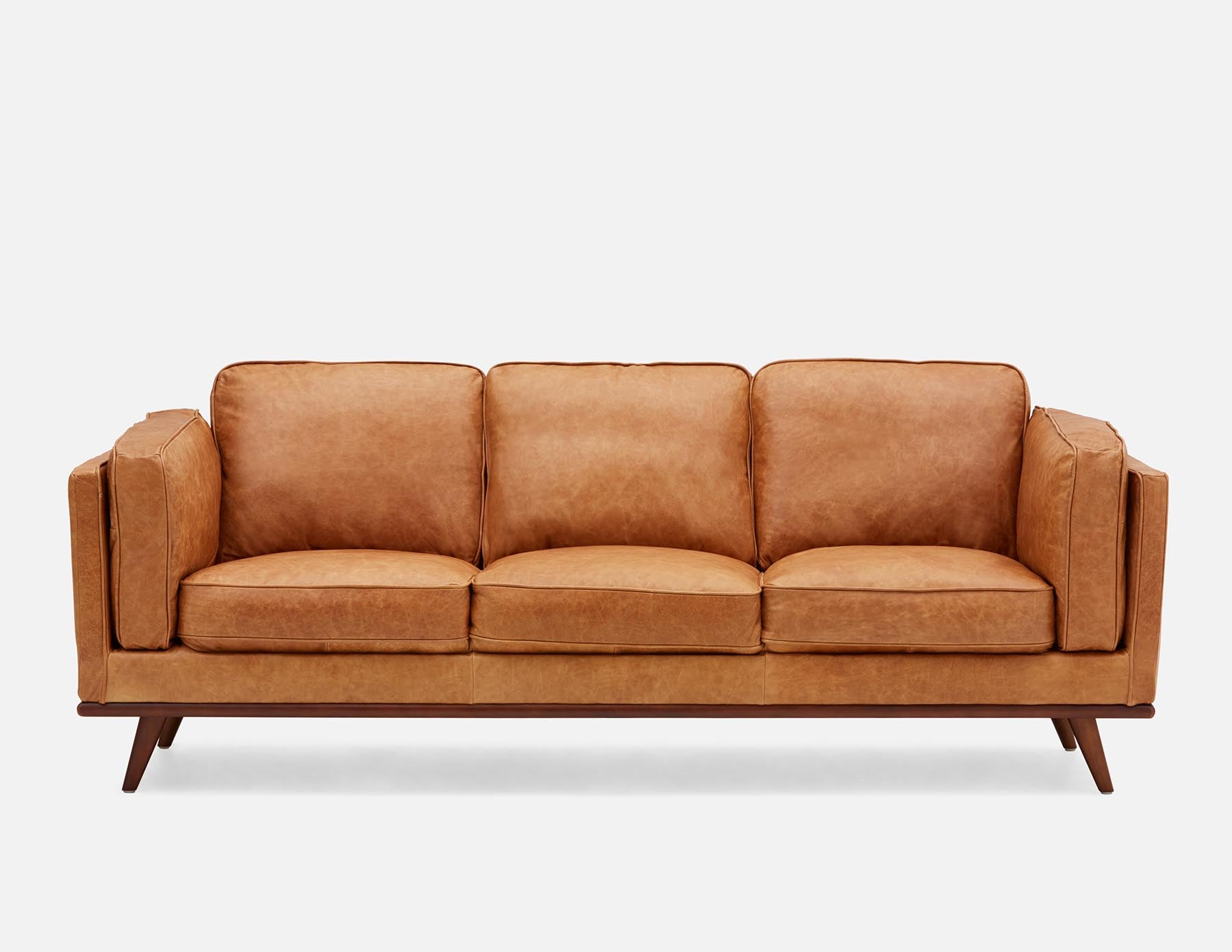 ROWAN mid-century modern 100% leather 3-seater sofa undefined