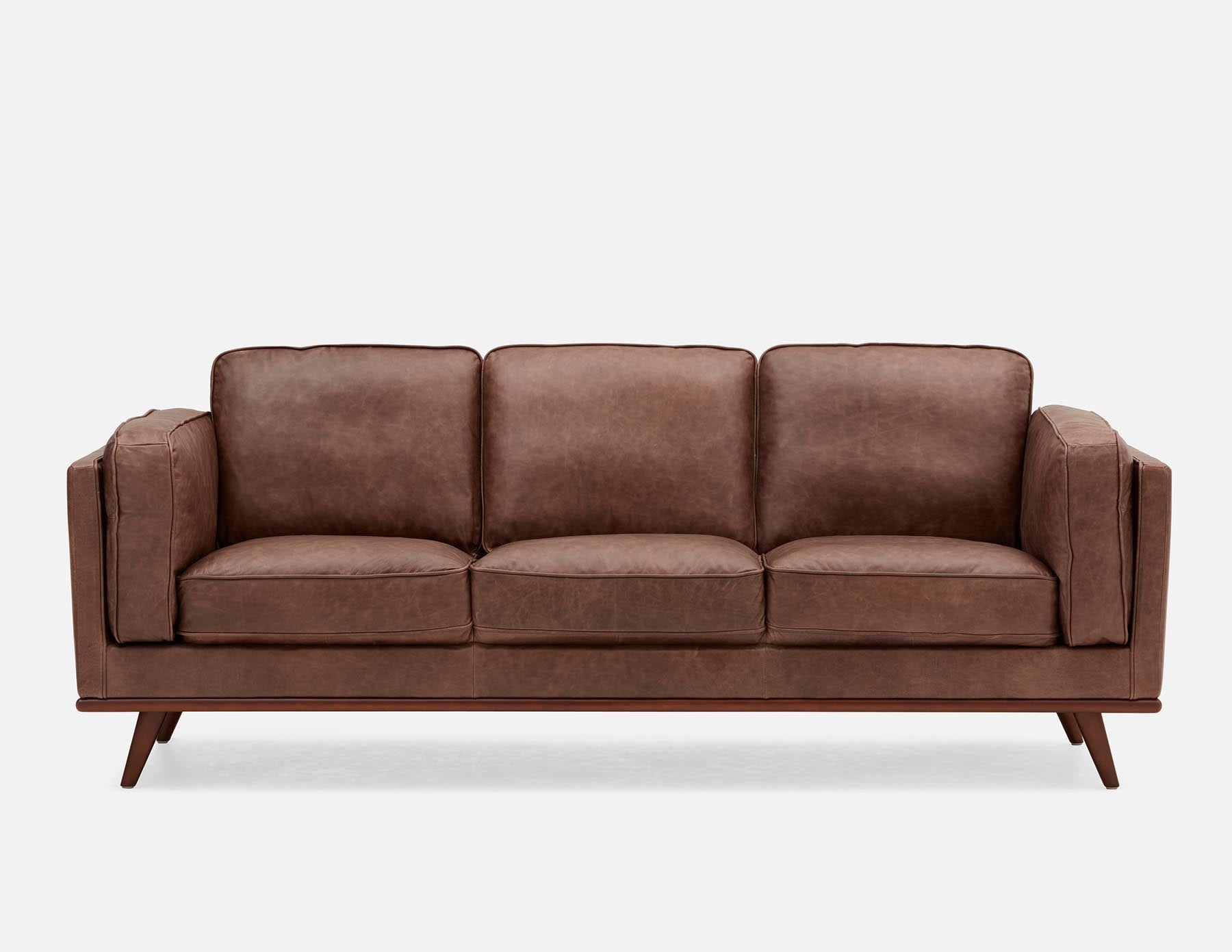 ROWAN mid-century modern 100% leather 3-seater sofa undefined