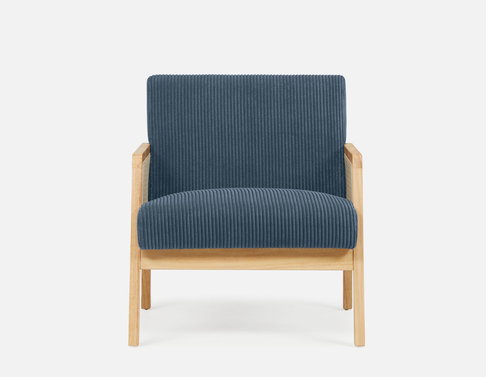 BECKETT armchair with corduroy and rattan accents undefined