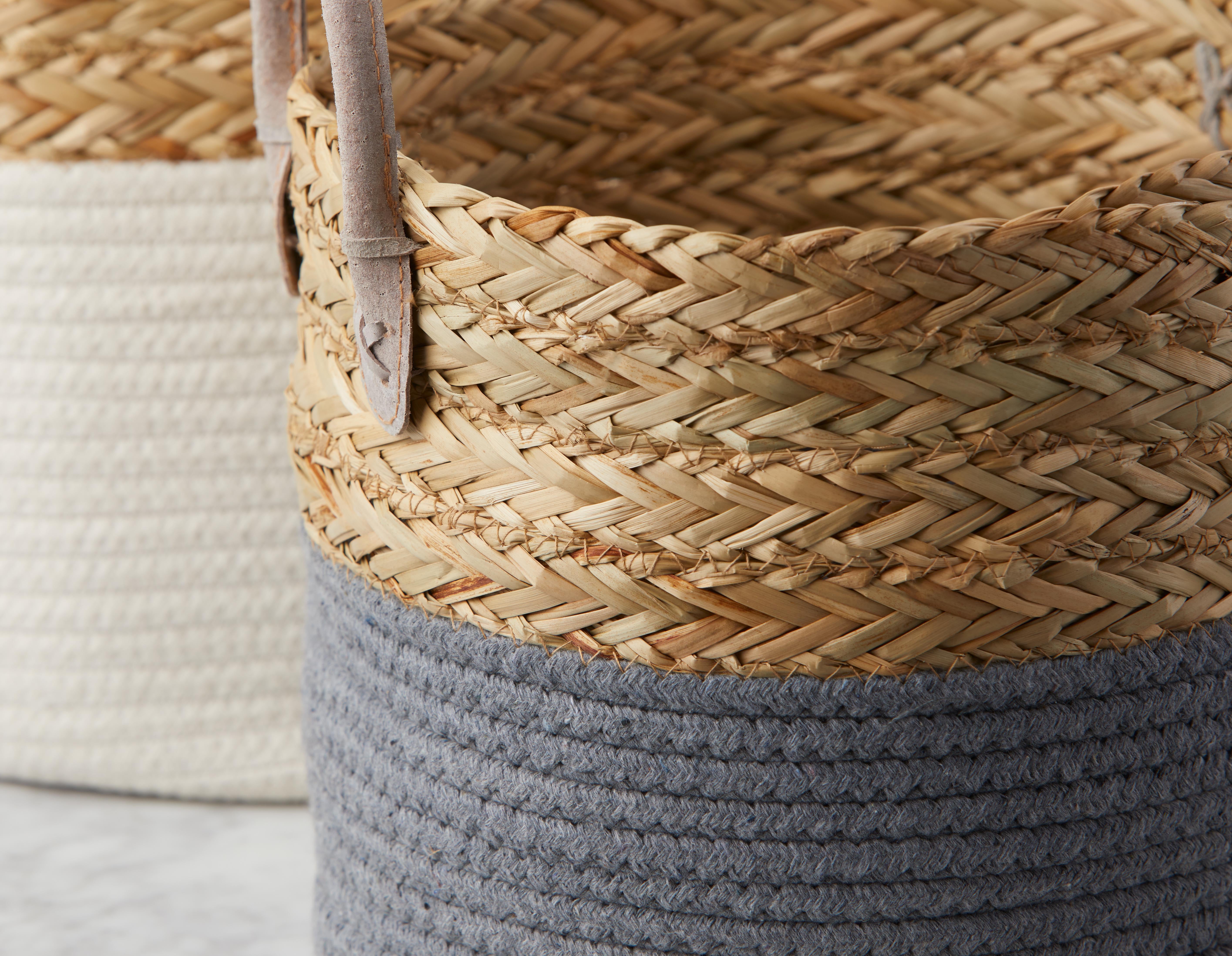 BUD set of 3 cotton rope and straw baskets undefined