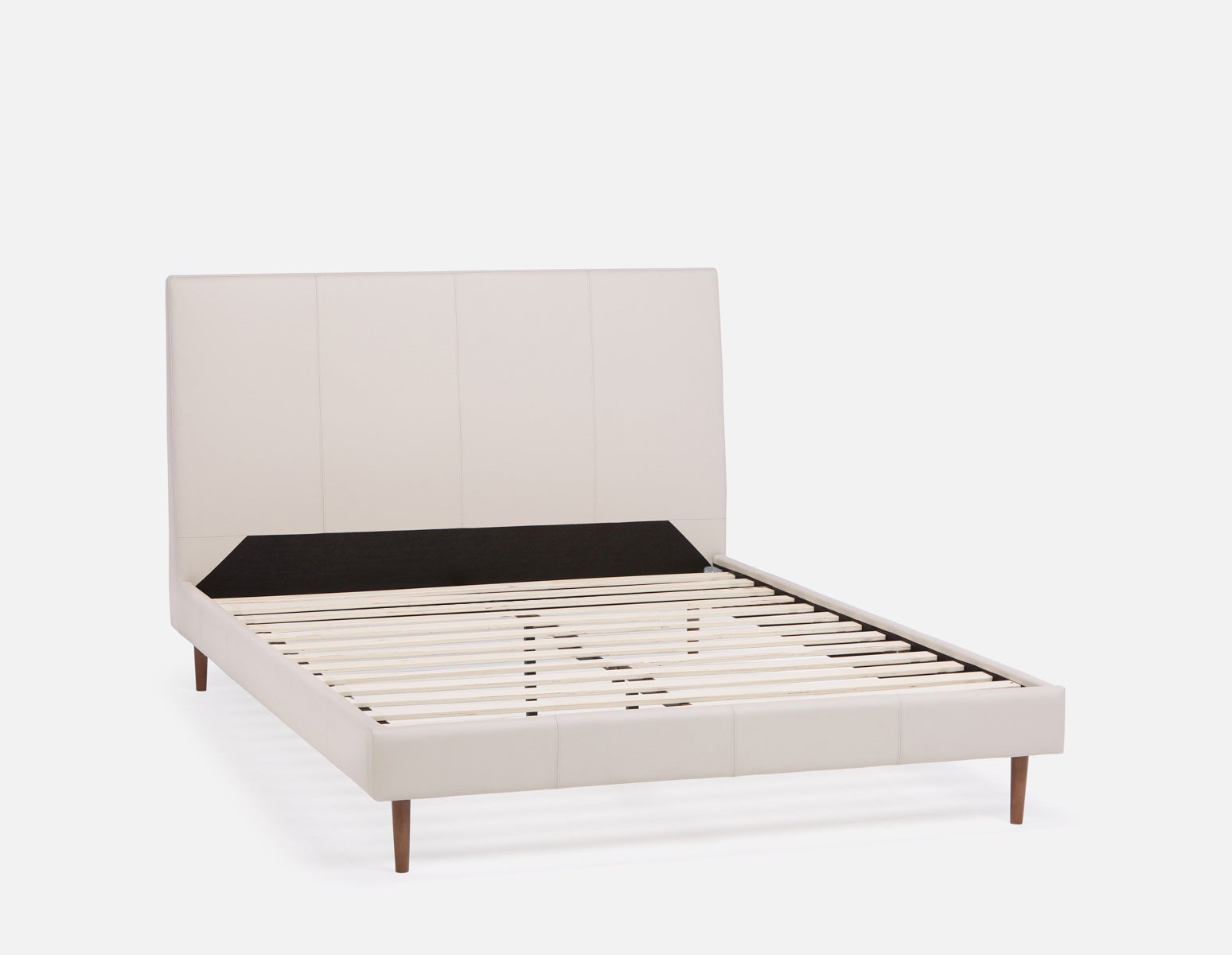 JAVIER mid-century modern 100% leather queen size bed undefined