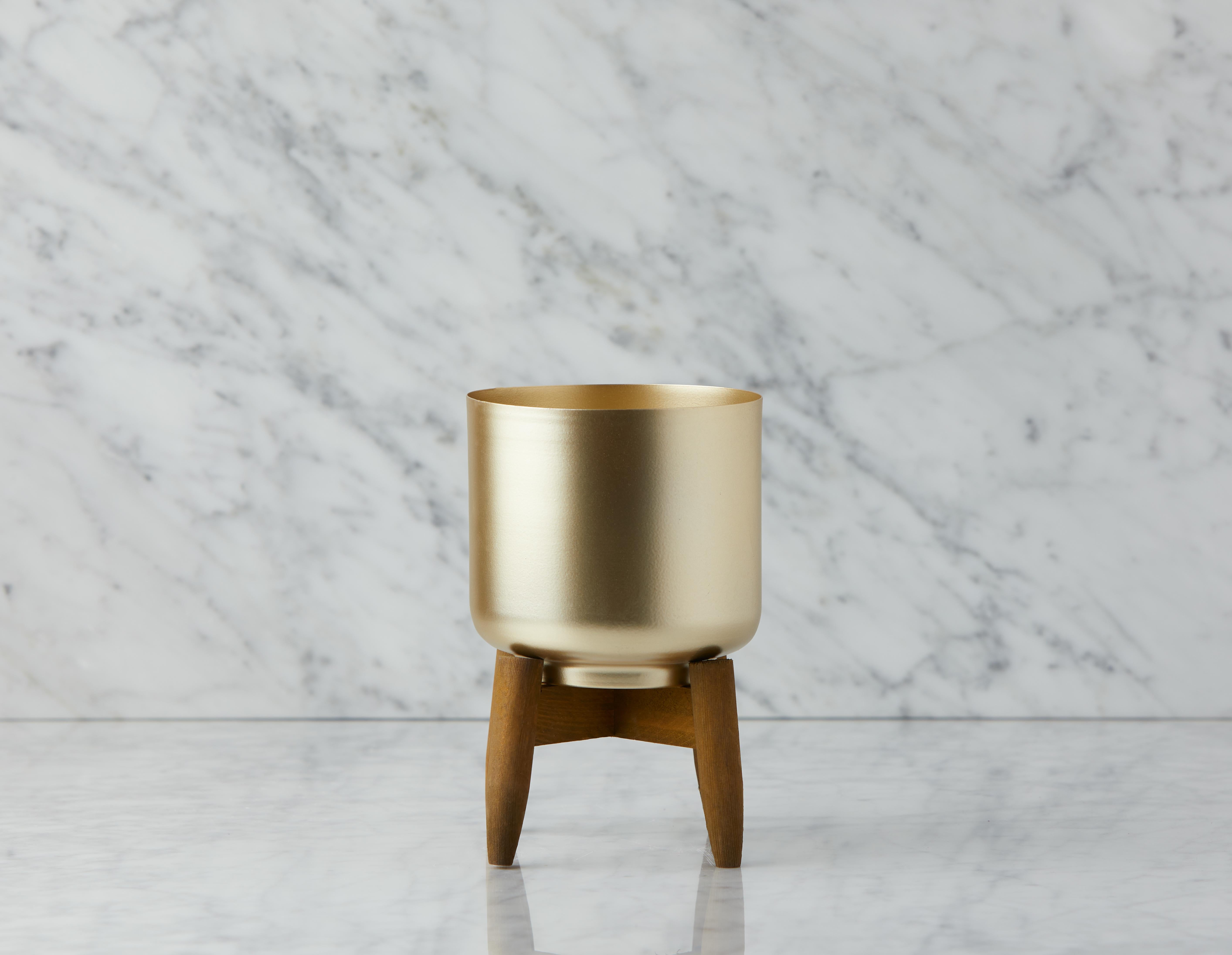 MURIEL metal planter with wood stand 24 cm undefined