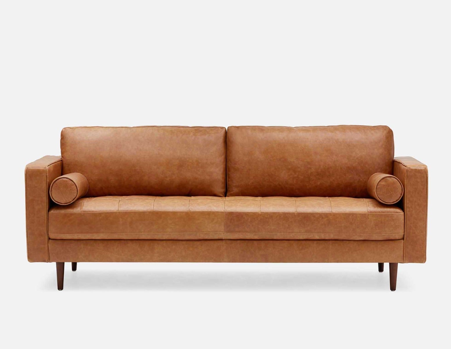 KINSEY mid-century modern 100% leather 3-seater sofa undefined